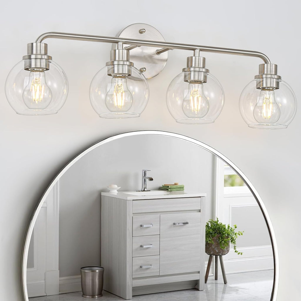 3 Light Bathroom Vanity Light Fixtures, Brushed Nickel Vanity Lights