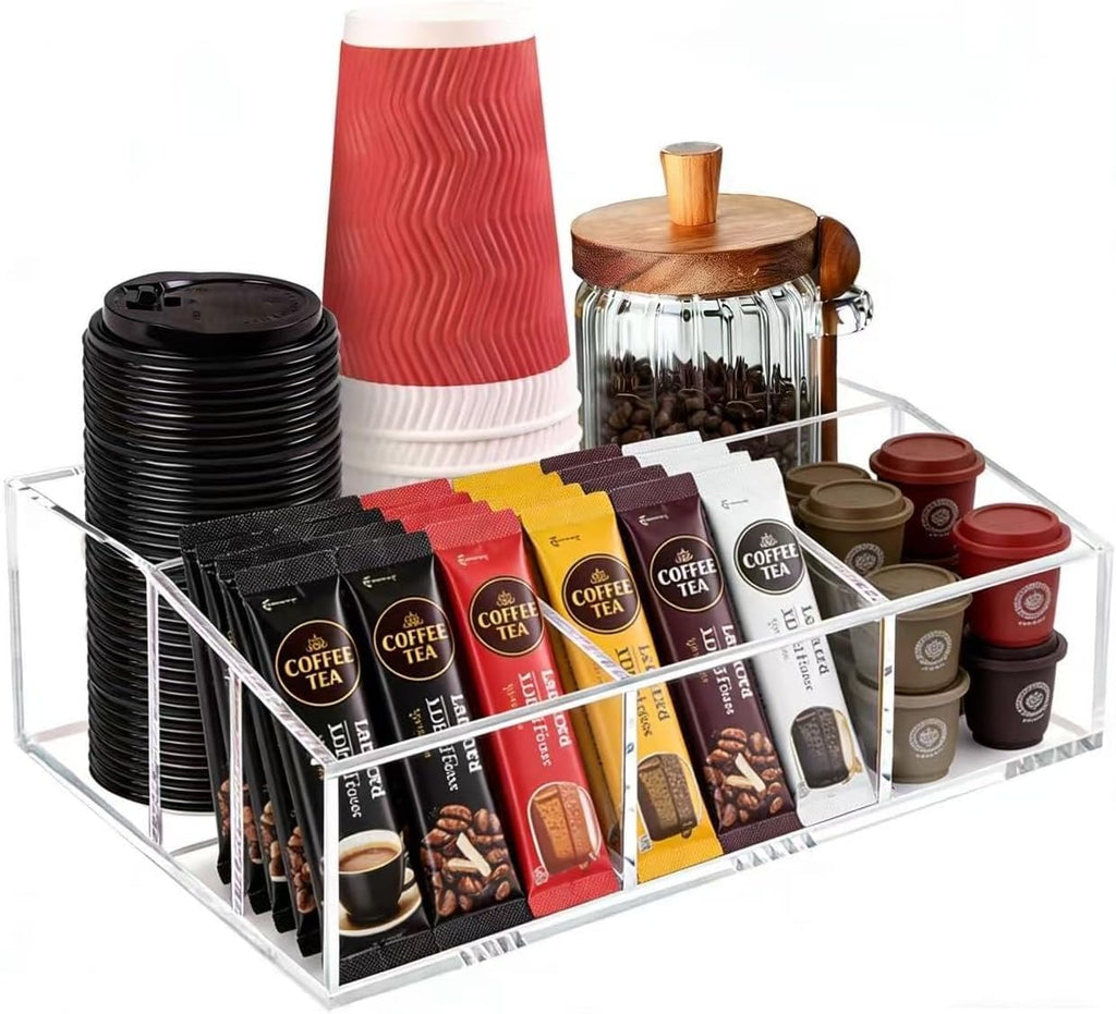 Coffee Bar Accessories, Acrylic Coffee Station Organizer Storage Box