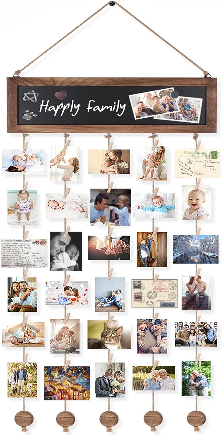 Bikoney Picture Frames Collage Photo Hanging Display with Chalkboard