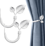 HIKMLK Leaf Shaped Curtain Tieback Holdbacks 2pcs, Handmade Metal Curtain Side Holders for Wall, Curtain Hook Pull Backs for Drapes Window Decoration