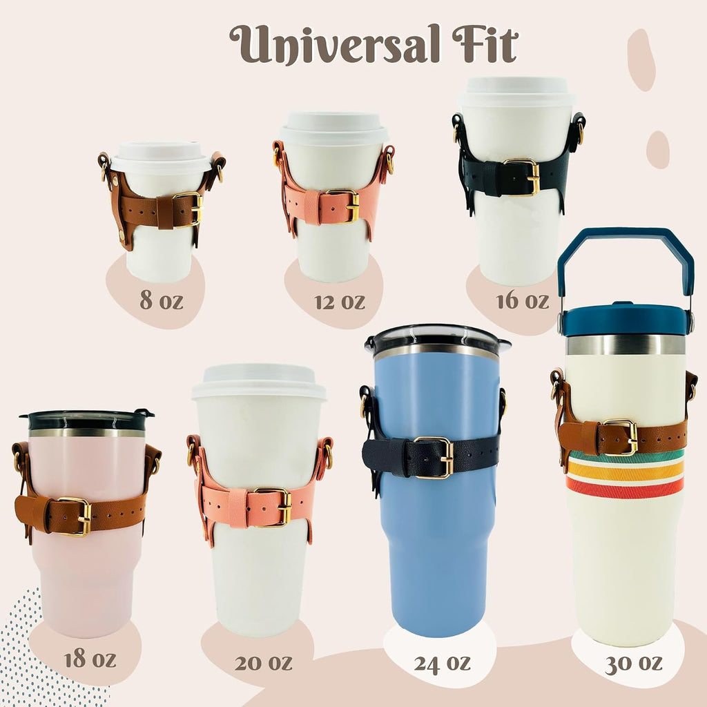 MORIK Drink Carrier with Adjustable Shoulder Strap and Hand Strap for Drinks Under 30 Oz - Coffee Cup Holder, Drink Caddy for Yeti and Stanley Tumblers, Boba Drink Holder (2nd Generation) (Black)
