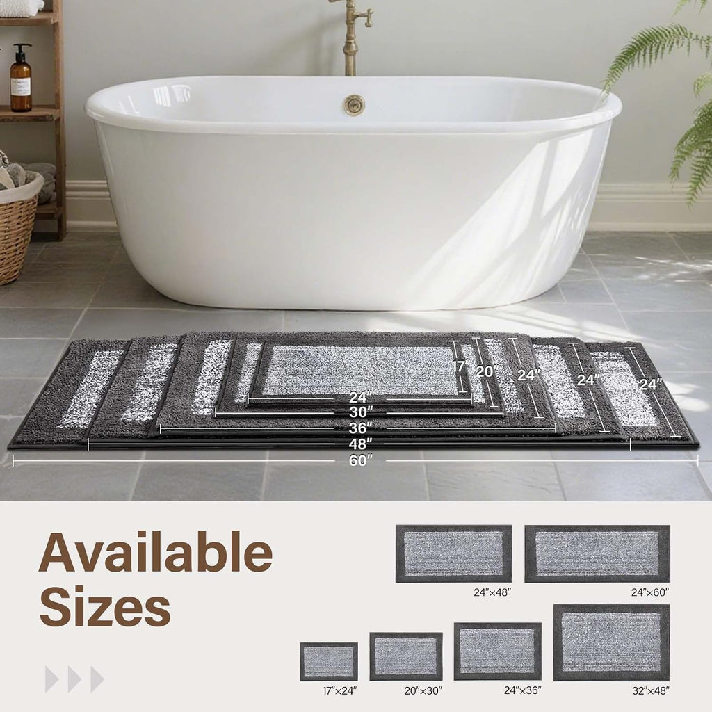 48x32 Large Bathroom Rugs Non Slip Washable, Soft Absorbent Bath Mat Grey