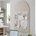 Large Arched Felt Bulletin Board, 35x24 Inch, with 6 Customizable Adhesive Tiles and Pins, for Office Wall Decor, Photo Display (Beige, Arched - 35 x 24 Inches)