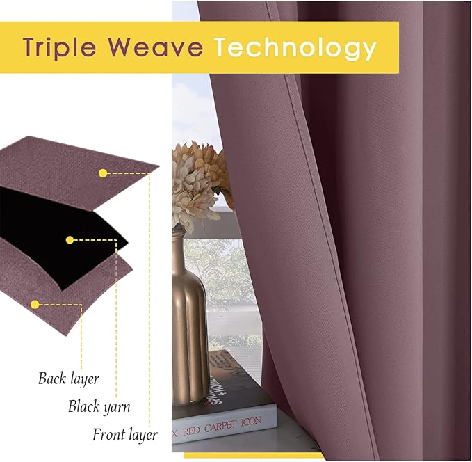 NICETOWN Thermal Insulated Curtains Blackout Draperies, Window Treatment Solid - Image 4