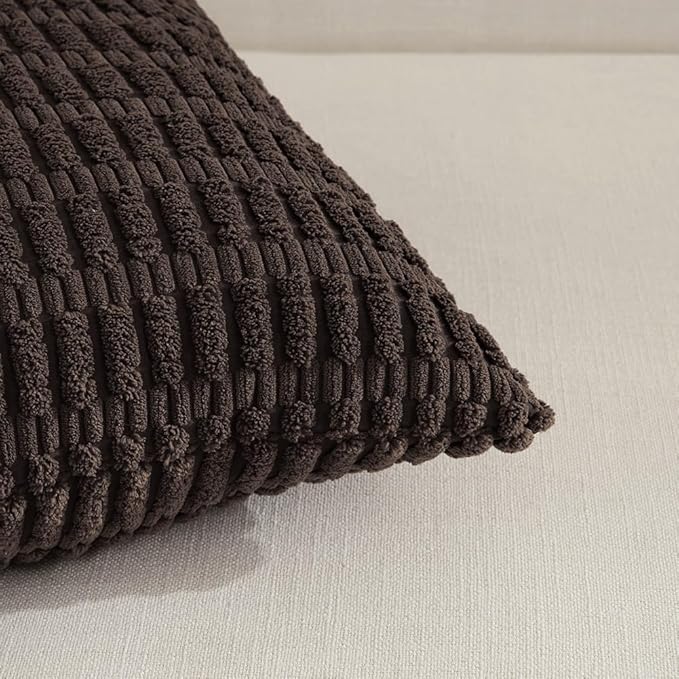 Fancy Homi 4 Packs Boho Dark Brown Decorative Throw Pillow Covers 26x26 Inch - Image 3