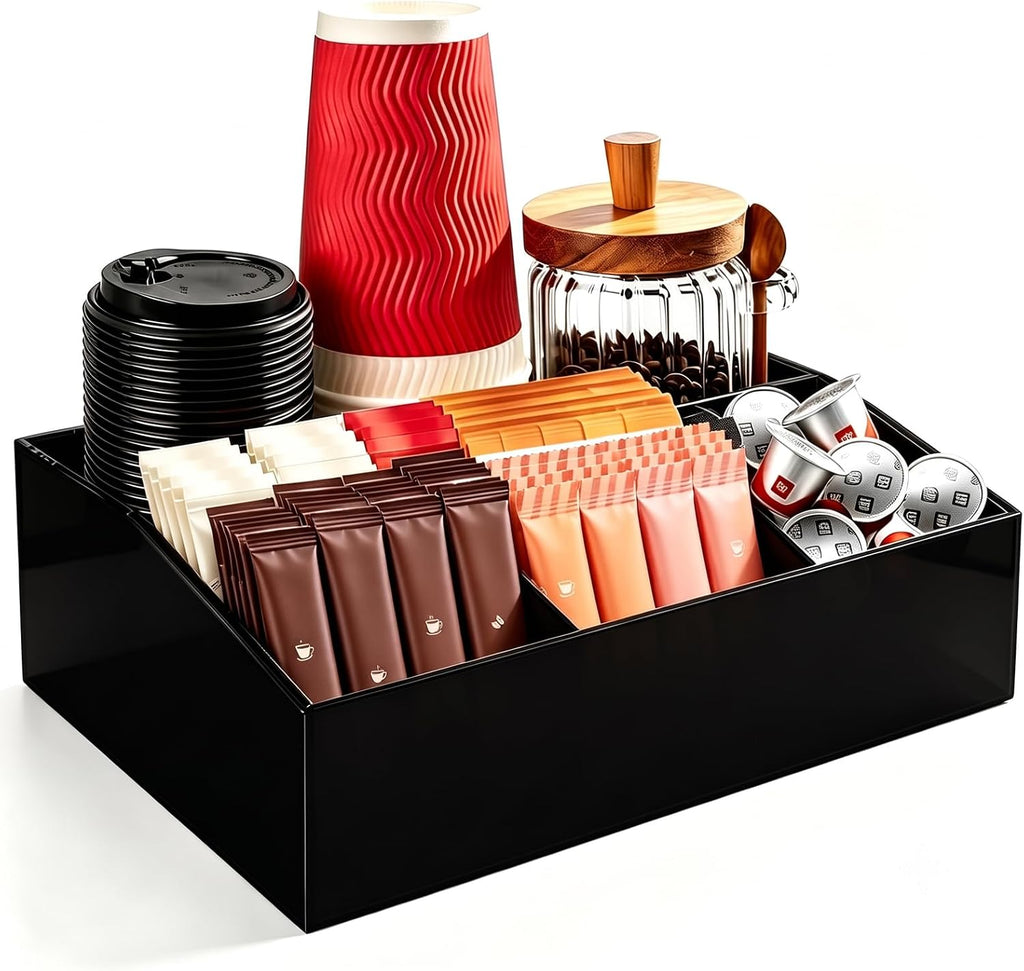 Coffee Bar Accessories, Acrylic Coffee Station Organizer Storage Box