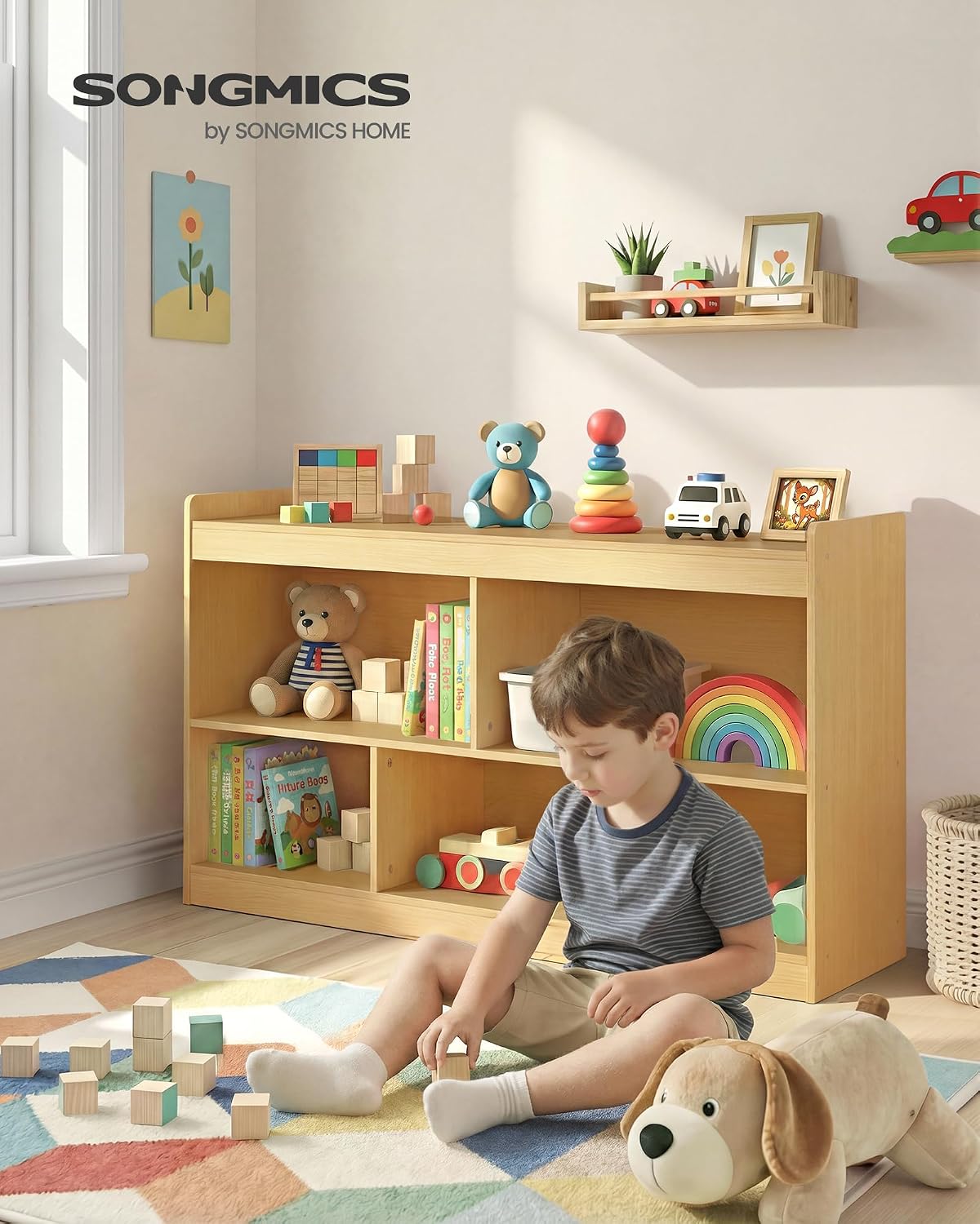 SONGMICS Kids' Toy Storage Shelf, Montessori Shelf with 5 compartments