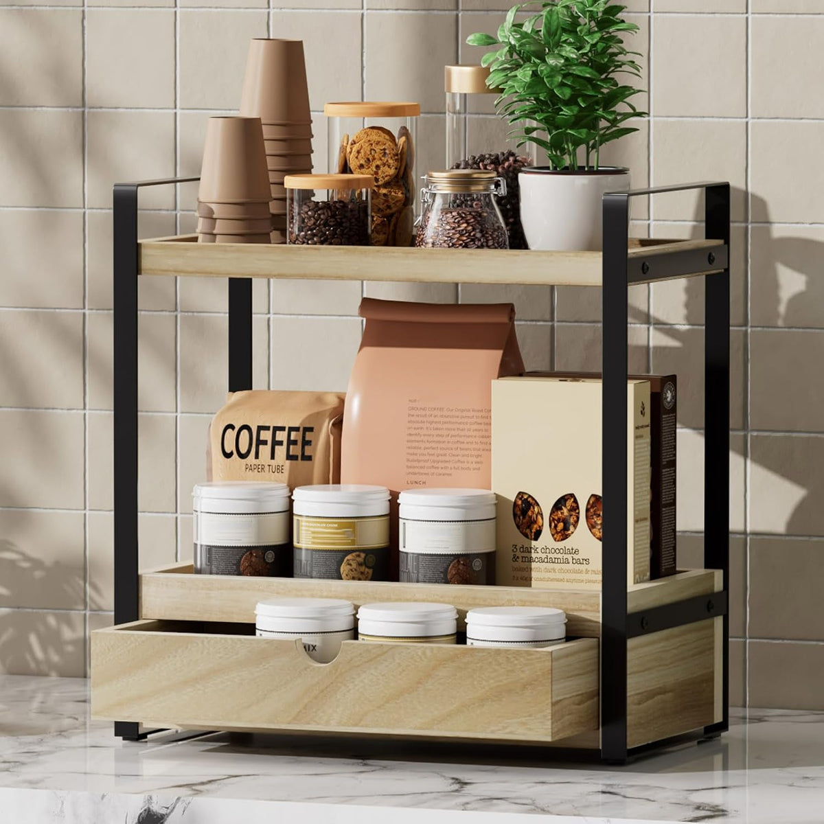 2-Tier Bathroom Organizer (Brown - New)