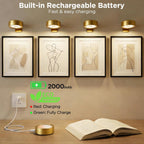 4-Pack Picture Lights for Wall, Rechargeable Cordless Poster Lights, Gold
