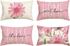 AVOIN colorlife Home Sweet Home Spring Summer Flowers Pink Throw Pillow Covers by AVOINcolorlife