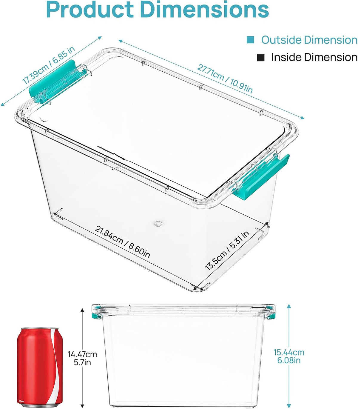 Vtopmart 4 Pack 5 Qt Clear Storage Bins with Lids for Toy & Craft Storage
