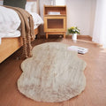 Ghouse Soft Faux Sheepskin Fur Rug 2x4 Light Brown Beige Fluffy Bedside Rugs by Ghouse