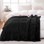 Puncuntex Black Throw Blanket 90"×90" inches Fuzzy 3D Jacquard Decorative by Puncuntex