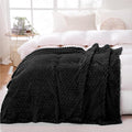 Puncuntex Black Throw Blanket 108"×90" inches Fuzzy 3D Jacquard Decorative by Puncuntex