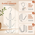 ZEDODIER 2 Pack Purse Hanger, Purse Organizer for Closet, Holds 12 Bags