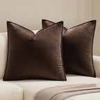 MIULEE Decorative Dark Coffee Velvet Throw Pillow Covers for Couch 20x20 in