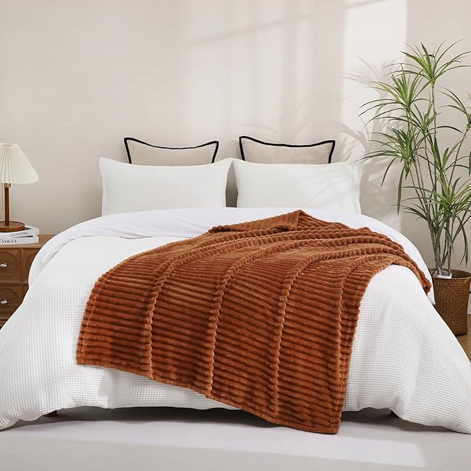 Burnt Orange Fleece Throw Blanket 50”×70” - Image 4
