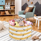Animal Cute Bee Large Storage Basket Honeycomb Bee Round Laundry Basket with Handle Organization Collapsible Storage Bins Box Hamper for Kids Toy Clothes Nursery Bedroom Living Room Decor