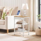 HOOBRO Side Table with Charging Station, Small End Table for Small Space