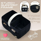 Luxurious Baby Diaper Caddy, Nursery Storage Basket for Newborn Essentials, Travel Baby Basket for Diapers Baby Wipes, Organizer Tote Bag Storage Bin, Baby Shower Gifts(black)