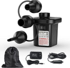 Electric Air Pump for Inflatables,Portable Quick-Fill Air Pump with 3 Nozzles,110V AC/12V DC,Inflator & Deflator Pumps for Outdoor Camping,Air Mattress Beds,Boats,Inflatable Cushion,Couch,Pool Floats