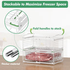 ADRIMER Freezer Organizer Bins, 4 Packs Foldable & Stackable Chest Freezer Organizer Bins with Adjustable Length 11-17.3", Metal Wire Storage Baskets for Upright Freezer, Deep Freezer, Pantry, White