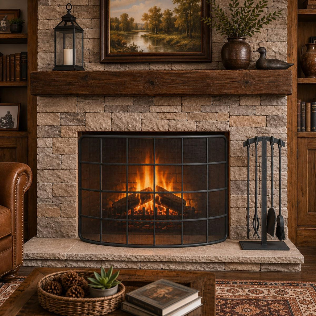 Pilgrim Home and Hearth 18089 Shadow Iron Fireplace Tool Set, Natural Iron