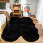 Ghouse Soft Faux Sheepskin Fur Rug 4x6 Black Fluffy Bedside Rugs Plush Rug Shag by Ghouse