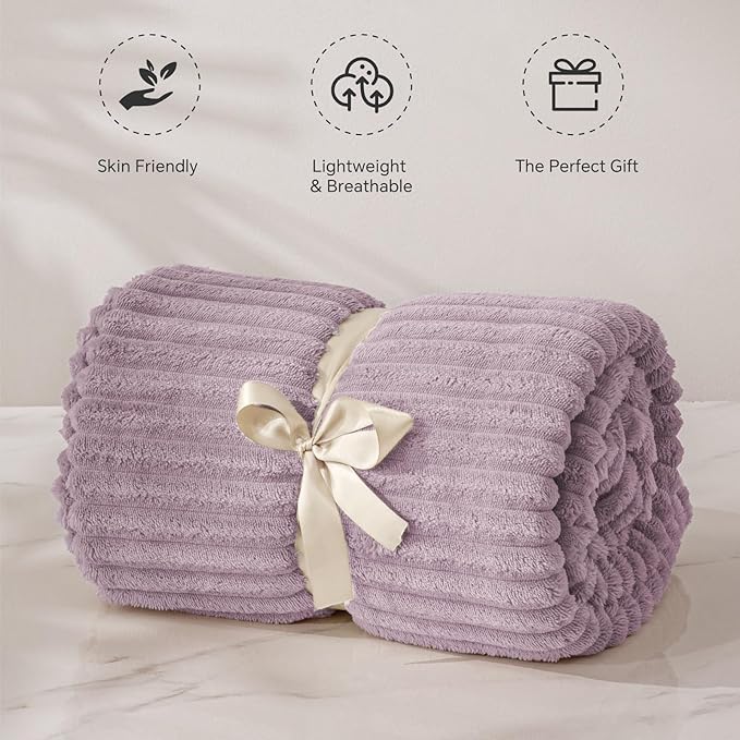 BEDELITE Fleece Blanket Twin Size – 3D Ribbed Jacquard Soft and Warm Decorative - Image 4