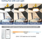 Modern Ceiling Fan with Light: Black and Gold Ceiling Fans with Remote and Smart APP Control 3 Blades - 52 Inch Ceiling Fan for Indoor Living Room Bedroom