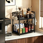 Coffee Bar Organizer, Kitchen Counter Organizer, Wood Coffee Bar Shelf