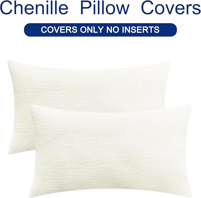 CaliTime Throw Pillow Covers Decorative 12 X 20 Inches Pack of 2 Cozy Chenille - Image 6