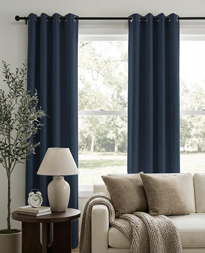 100% Blackout Shield Linen Blackout Curtains - Image 2