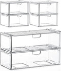 caktraie 6-Pack Acrylic Stackable Storage Drawers for Vanity, Desk, Bath