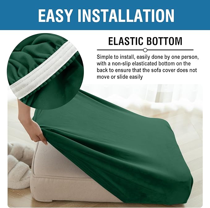 Couch Cover Stretch Velvet Sofa Cushion Cover 3-Piece - Image 6