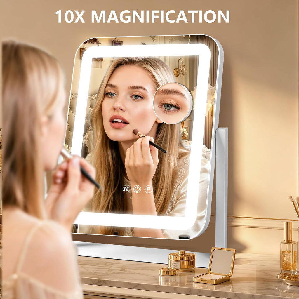 Ratsamee Rechargeable Vanity Mirror, 8000mAh 13"×15" Makeup Mirror