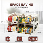 FIFO Countertop Mini Can Tracker Holds 30 Standard 10-24 Oz Can Sizes, White| Stackable & Adjustable Can Organizer for Pantry, USA Made, White