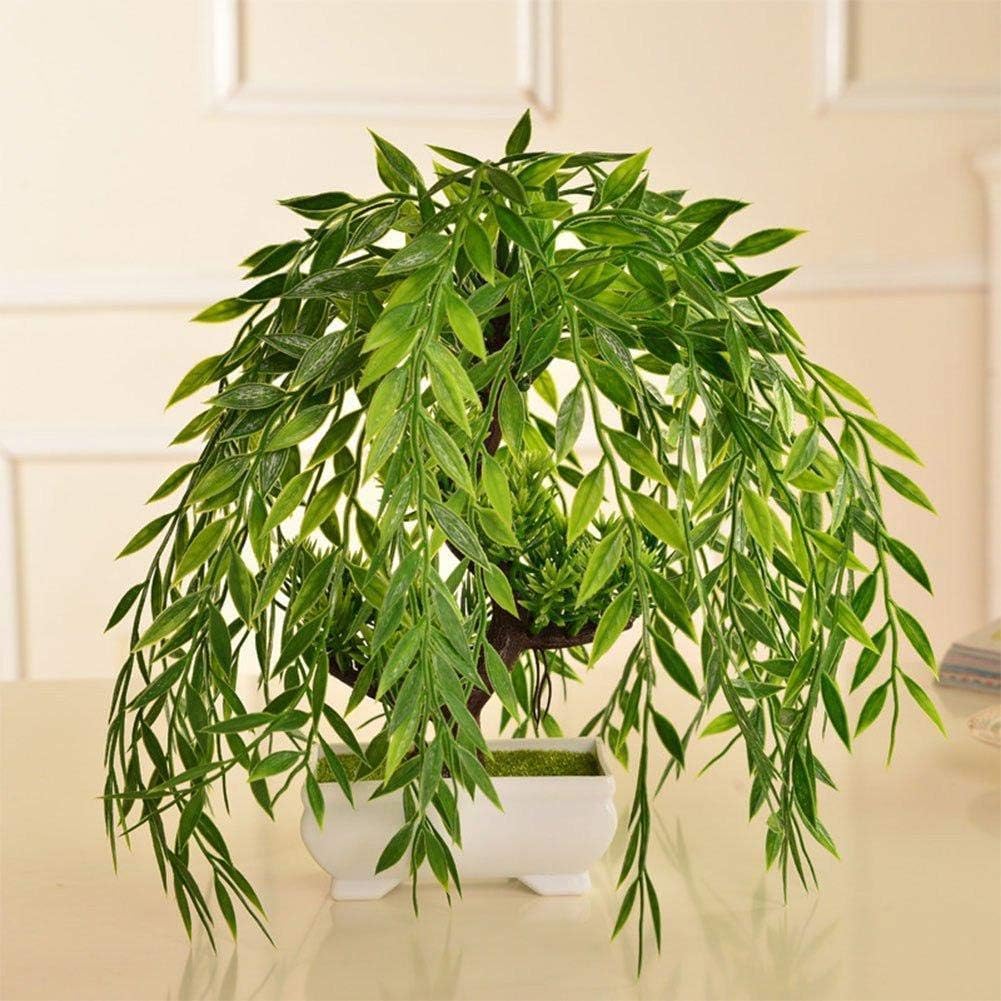 CATTREE Artificial Weeping Willow, Plastic Plants Greenery Leaves Fake Hanging Vine Faux Ivy Garland UV Resistant for Indoor Outdoor Garden Baskets Wedding Party Table Decor Decoration 4 Pack
