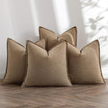 MIULEE Khaki Linen Pillow Covers Pack of 4 Decorative Natural Solid Throw by MIULEE