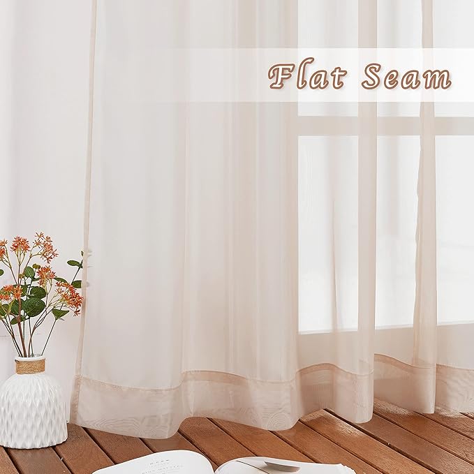 NICETOWN Sheer Taupe Curtains for Bedroom 120 inches Long, Grommet Elegant - Image 6