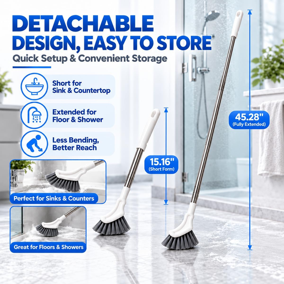 Revice Cleaning Brush,Extendable Crevice Cleaning Brush 2PCS