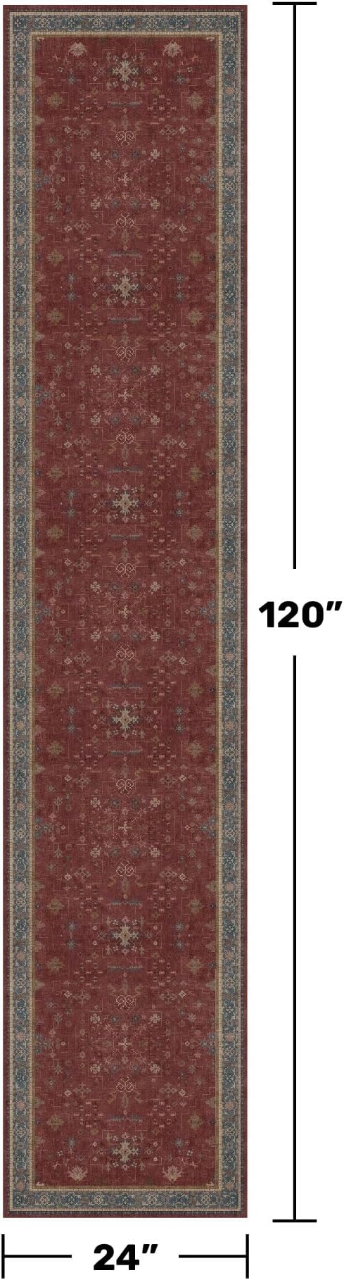 Hazo Haus Non Slip 10ft Long Hallway Runner Rug Burgundy - Image 2