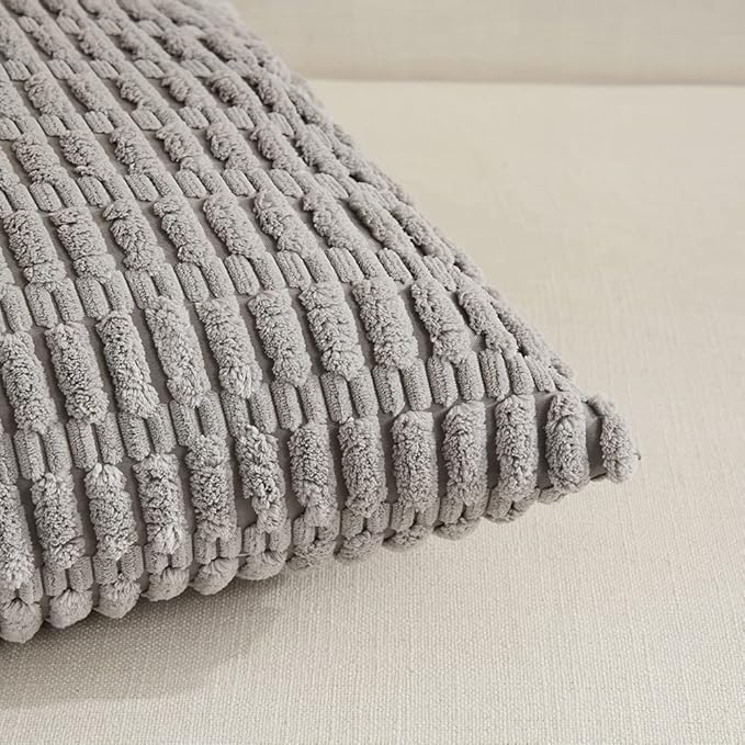 Fancy Homi 4 Packs Grey Decorative Throw Pillow Covers 22x22 Inch - Image 4
