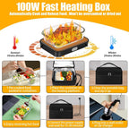 Portable Oven 100W Food Warmer, 12V/24V/110V Electric Lunch Box Food Heater for Adults, 3-in-1 Personal Microwave Oven/Heated Lunch Box for Car/Truck/Home/Office/Travel/Hotel/Outdoor Use