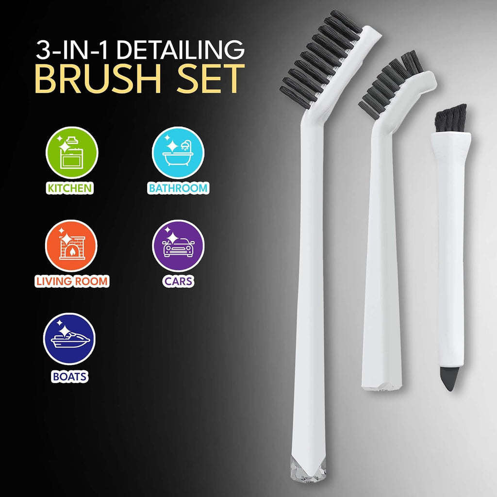 Grout Cleaning Brushes Set (3 Pcs) Deep Cleaner Multi-Purpose Stiff Bristle Brush, Cleaning Toothbrush for Cleaning Corners, Spaces, Tile, Shower, Window & Door Track, Floor, Juicers and Tight Spaces