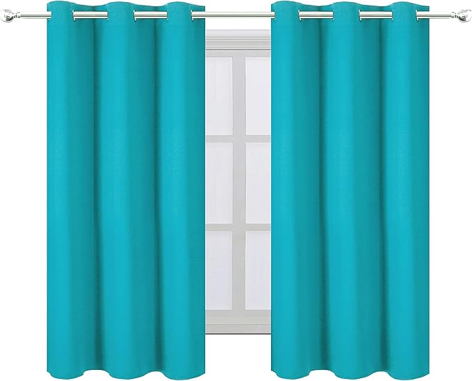 LEMOMO Teal Blackout Curtains 34 x 54 Inch Length/Set of 2 Curtain - Image 2