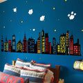 decalmile Colorful City Skyline Building Silhouette Wall Decals Stickers