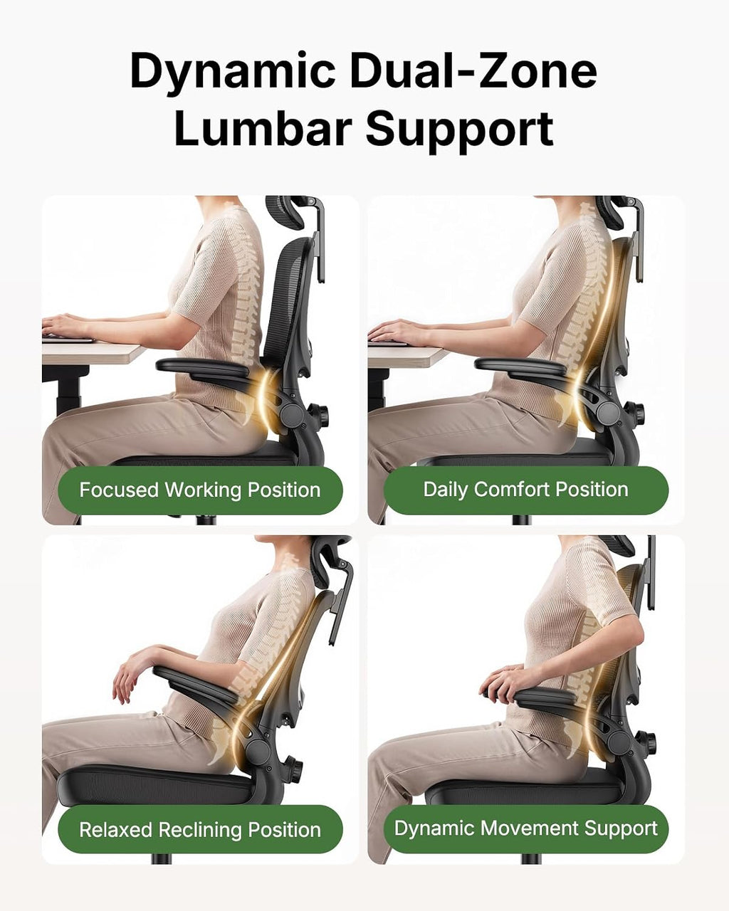 Marsail Ergonomic Office Chair with Lumbar Support, Home Office Desk Chair