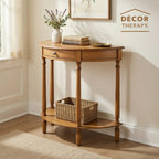 Decor Therapy Truro Half Round Console Table, Traditional Entryway Table with Drawer and Lower Shelf, Classic Hall or Sofa Table for Foyer, Living Room, Seadrift