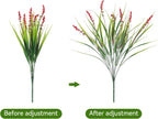Ivydale 20PCS Artificial Plants Fake Flowers Monkey Grass for Outdoors,UV Resistant Realistic Red Faux Greenery Shrubs Outside Decor for Home Garland Porch Patio Balcony Planter Yard Office Pathway
